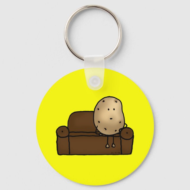 Funny Couch Potato Cartoon Design   Key Ring (Front)