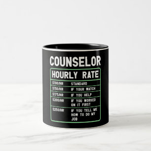 Funny Counsellor Hourly Rate Two-Tone Coffee Mug