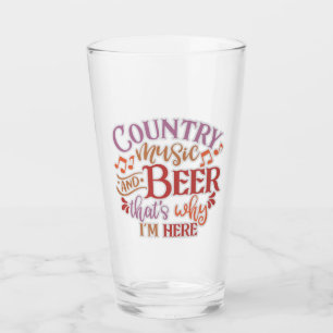 Funny Country Music And Beer Vintage Country Music Glass