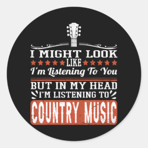 Funny Country Music Lover Western Country Music Classic Round Sticker