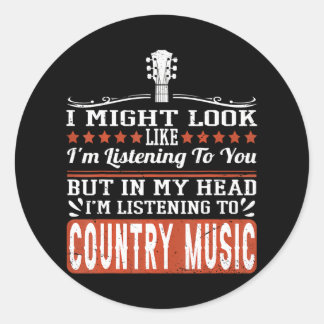 Funny Country Music Lover Western Country Music Classic Round Sticker