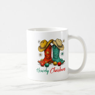 Funny Country Western Christmas Howdy Cowboy Boots Coffee Mug