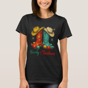 Funny Country Western Christmas Howdy Cowboy Boots T-Shirt