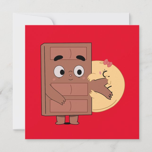 Funny Couple Love Pancake Eating Choco  Invitation (Front)