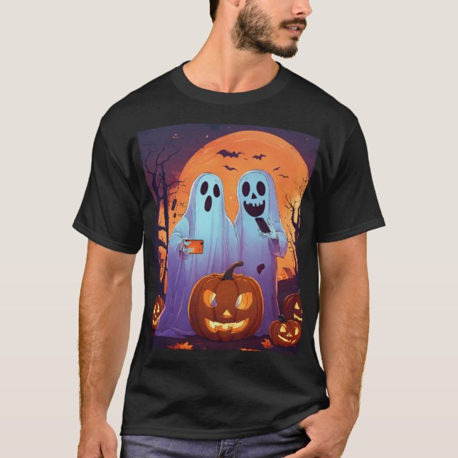 Funny couple of ghost taking a selfie around T-Shirt (Front)