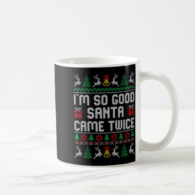 Funny Couple Ugly Christmas Sweater For Men Women  Coffee Mug (Right)