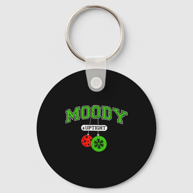 Funny Couples Christmas Merry And Bright Moody And Key Ring (Front)
