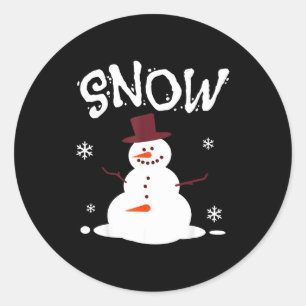 Funny Couples Christmas Party Snow Man Merry Xmas  Classic Round Sticker