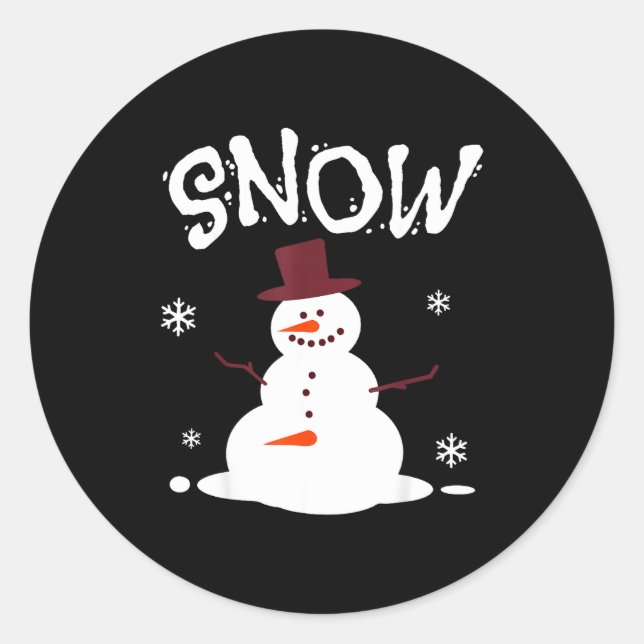 Funny Couples Christmas Party Snow Man Merry Xmas  Classic Round Sticker (Front)