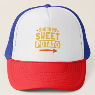 Funny Couples Matching She Is My Sweet Potato Shir Trucker Hat