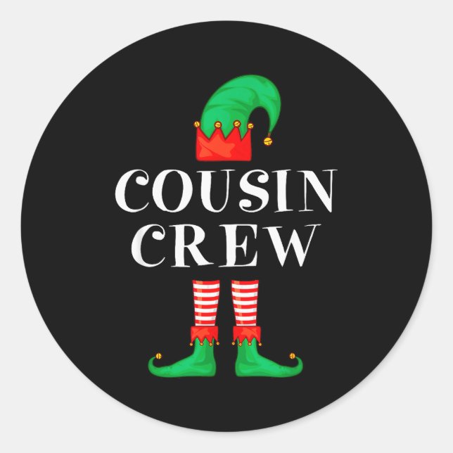 Funny Cousin Crew Elf Christmas Elf Cousin Sweater Classic Round Sticker (Front)