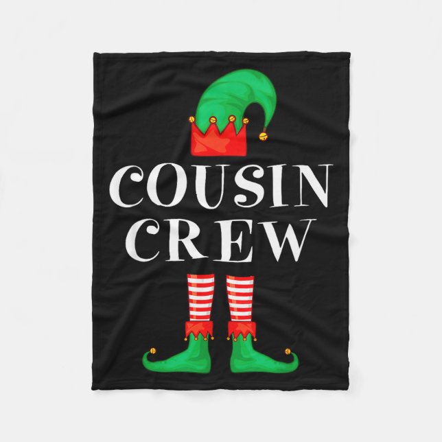 Funny Cousin Crew Elf Christmas Elf Cousin Sweater Fleece Blanket (Front)