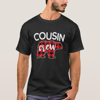 Funny Cousin Crew Red Plaid Bear Matching Christma T-Shirt