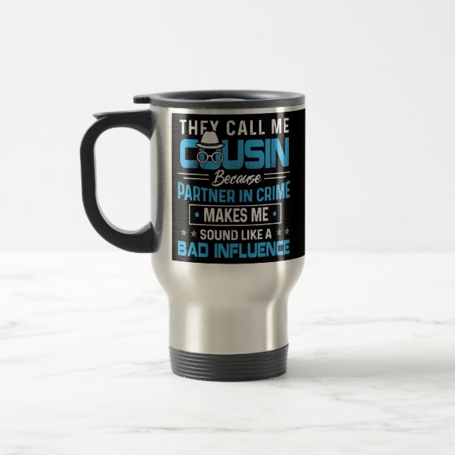 Funny Cousin Gifts s Papa Partner In Crime  Travel Mug (Left)