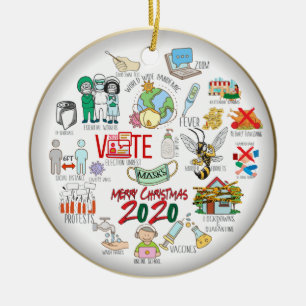 Funny Covid 19 2020 Christmas Memories Gold Ceramic Tree Decoration
