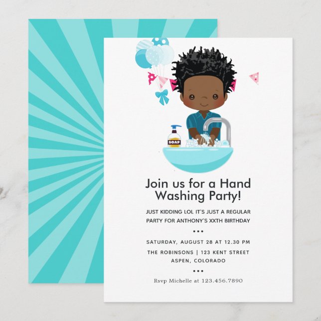 Funny Covid-19 Corona Virus themed Boy Birthday Invitation (Front/Back)