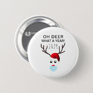 Funny Covid Christmas 2020 Face Mask Reindeer 6 Cm Round Badge