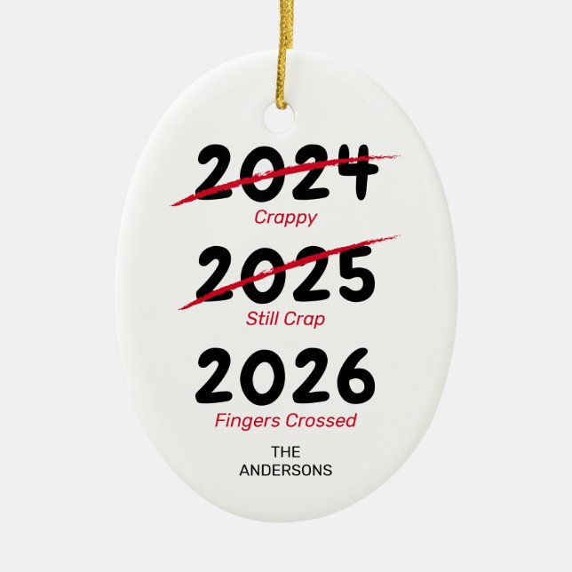 Funny Covid Christmas 2022 Ceramic Tree Decoration (Front)