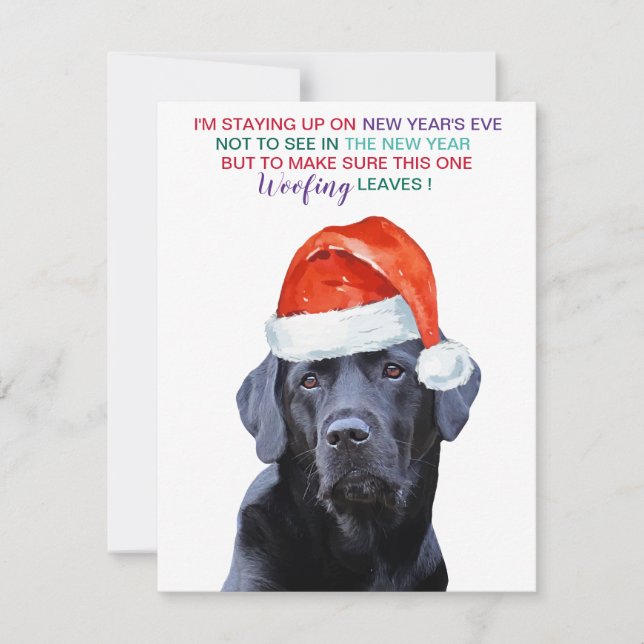 Funny Covid Christmas Black Labrador Santa Dog Holiday Card (Front)