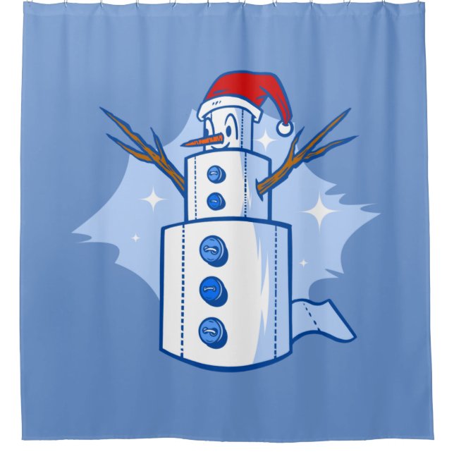 funny covid christmas toilet paper snowman shower curtain (Front)