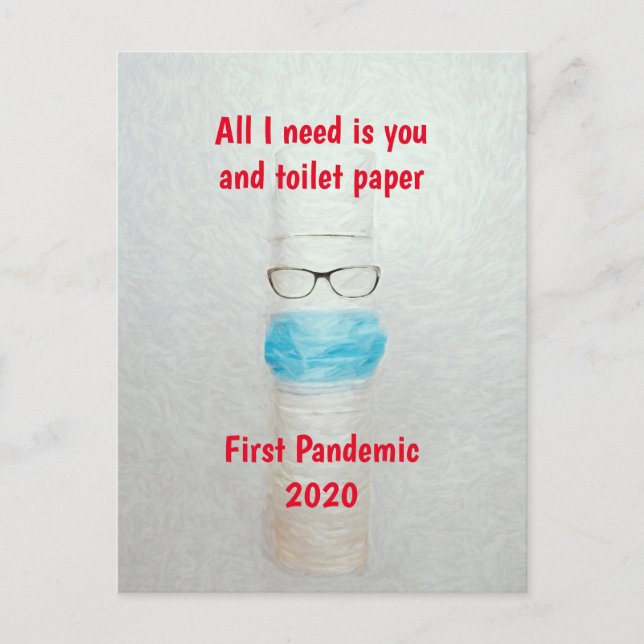 Funny Covid First Pandemic 2020 Toilet Paper Postcard (Front)