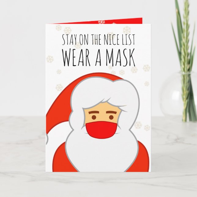 Funny Covid Santa Mask Christmas Holiday Card (Front)