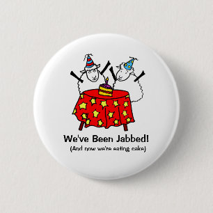 Funny Covid Vaccine Sheep Partying 6 Cm Round Badge