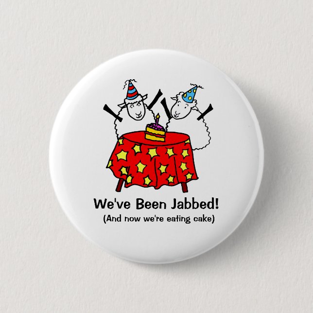 Funny Covid Vaccine Sheep Partying 6 Cm Round Badge (Front)