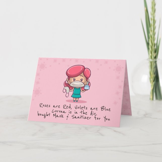 Funny COVID Valentine's Day Folded Greeting Card (Front)