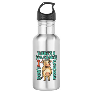 Funny Cow 99% Chance I Dont Care Vintage Graphic_1 532 Ml Water Bottle