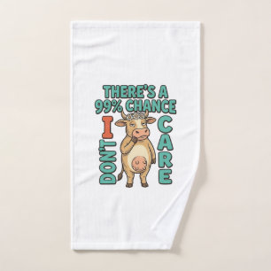 Funny Cow 99% Chance I Dont Care Vintage Graphic_1 Hand Towel
