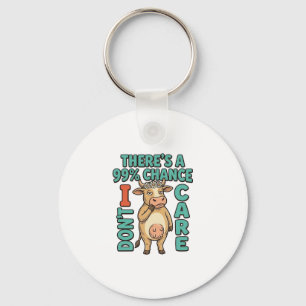 Funny Cow 99% Chance I Dont Care Vintage Graphic_1 Key Ring