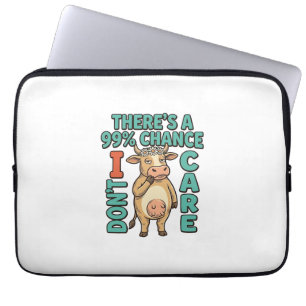 Funny Cow 99% Chance I Dont Care Vintage Graphic_1 Laptop Sleeve