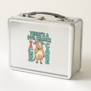Funny Cow 99% Chance I Dont Care Vintage Graphic_1 Metal Lunch Box