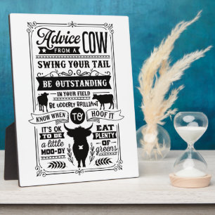Funny cow advice word art  plaque