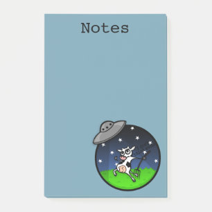 FUNNY COW ALIEN ABDUCTION GRAPHIC POST-IT NOTEPAD