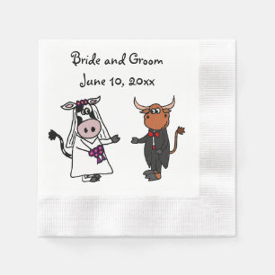 Funny Cow and Bull Wedding Design Napkin