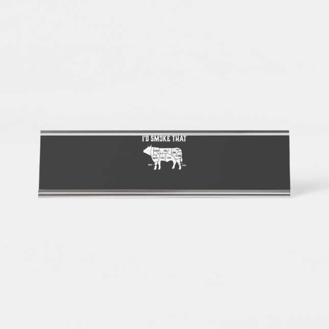 Funny Cow Bbq  Pit Master Gift Desk Name Plate (Front)