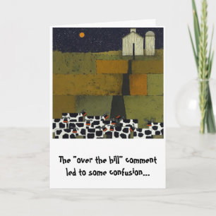 funny cow birthday humourous over the hill card