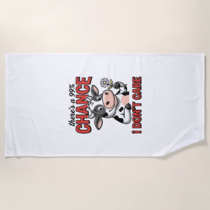Funny Cow Chance I Don’t Care Vintage Beach Towel