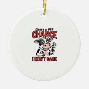 Funny Cow Chance I Don’t Care Vintage Ceramic Tree Decoration