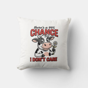 Funny Cow Chance I Don’t Care Vintage Cushion