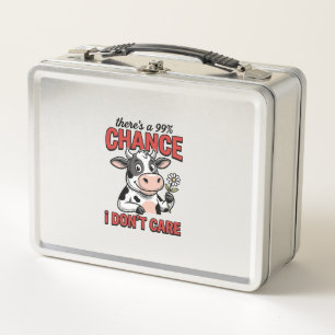 Funny Cow Chance I Don’t Care Vintage Metal Lunch Box