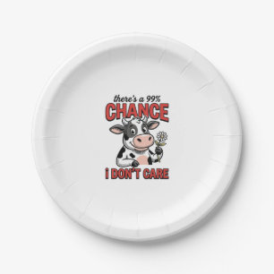 Funny Cow Chance I Don’t Care Vintage Paper Plate