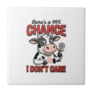 Funny Cow Chance I Don’t Care Vintage Tile