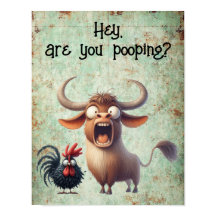 Funny Cow & Chicken Hey, are you pooping? (Matte)