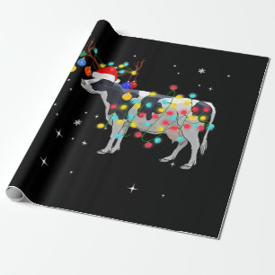 funny cow christmas reindeer christmas lights wrapping paper