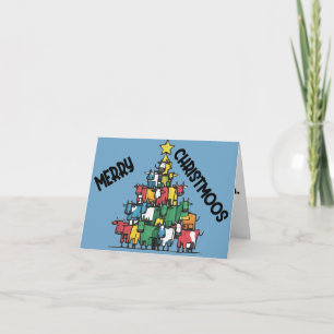 Funny Cow Christmas Tree Pun Abstract Card