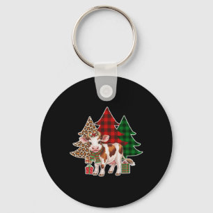 Funny Cow Christmas Tree Xmas Cow Lovers Men Women Key Ring