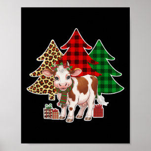 Funny Cow Christmas Tree Xmas Cow Lovers Men Women Poster